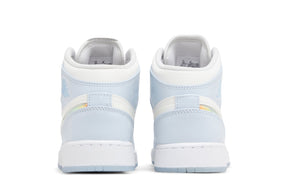 Tênis Air Jordan 1 Mid Glitter Swoosh Azul
